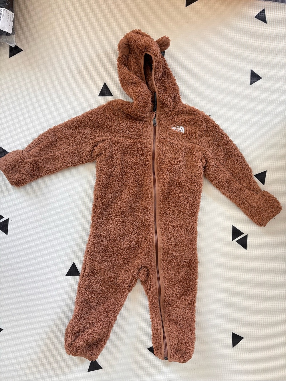 The North Face Brown Fleece Hooded One-Piece for Kids
